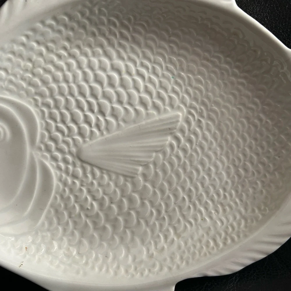 Whittier Pottery White Fish Shaped Ceramic Serving Platter